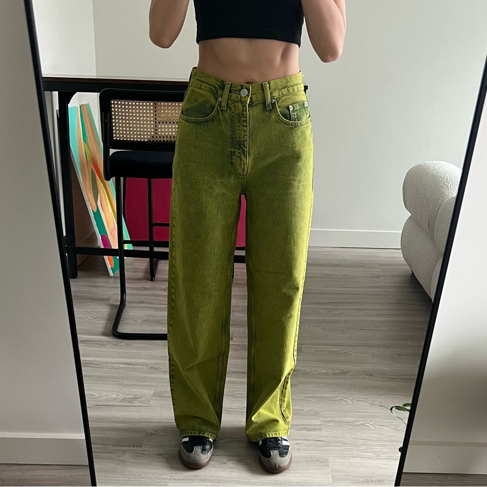 Green wash high rise pants size 26